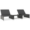 vidaXL Cadeiras jardim reclin&aacute;veis 2 pcs com mesa vime PE cinzento