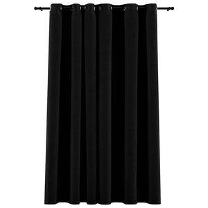vidaXL Cortina opaca aspeto de linho com ilh&oacute;s 290x245 cm preto