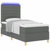 vidaXL Cama Box Spring LED Cinza Escuro 100 x 200 cm tecido