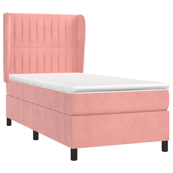 vidaXL Cama com molas/colch&atilde;o 90x200 cm veludo rosa