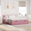 moldura de cama otomana vidaXL com colch&atilde;o rosa 200x200cm Veludo