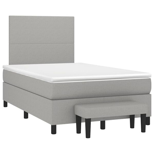 vidaXL Cama boxspring com colch&atilde;o 120x190 cm tecido cinzento-claro