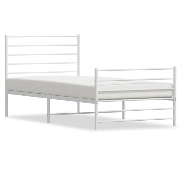 vidaXL Estrutura de cama com cabeceira e p&eacute;s 100x200 cm metal branco