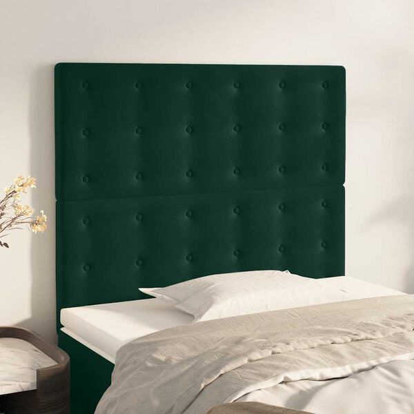vidaXL Cabeceira Verde Escuro 80x5x118/128 cm Veludo