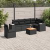 vidaXL 7 pcs conjunto de sof&aacute;s p/ jardim c/ almofad&otilde;es vime PE preto