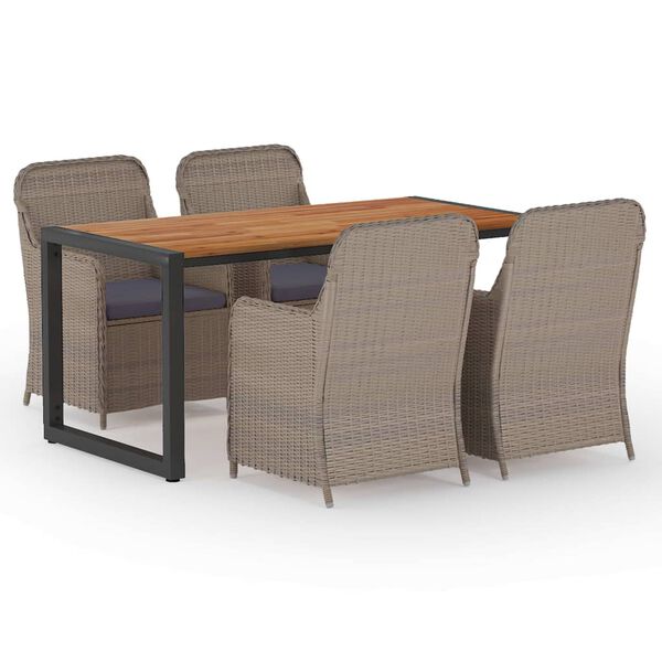 vidaXL 5 pcs conjunto de jantar para jardim castanho