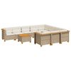 vidaXL 11 pcs conjunto sof&aacute;s de jardim c/ almofad&otilde;es vime PE bege