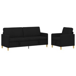 vidaXL Conjunto de Sof&aacute; com Armazenamento 2 unid. Preto Poli&eacute;ster