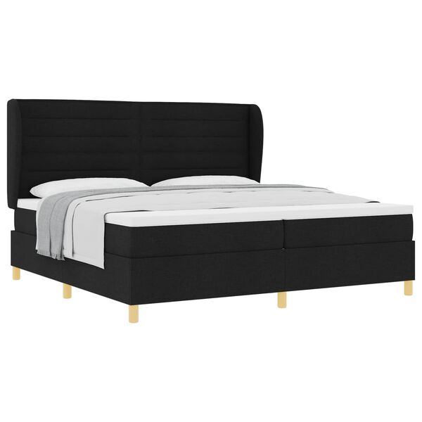 vidaXL Cama Box Springs com Colch&atilde;o Cinza Escuro 90x190 cm Preto