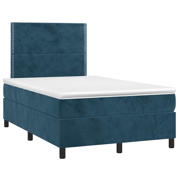 vidaXL Cama box spring c/ colch&atilde;o/LED 120x200 cm veludo azul-escuro