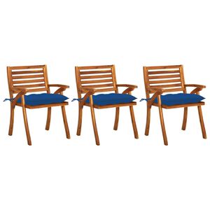 vidaXL Cadeiras de jantar jardim c/ almofad&otilde;es 3 pcs madeira ac&aacute;cia
