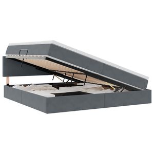 vidaXL Cama com arruma&ccedil;&atilde;o e LED Cinza Escuro 200 x 200 cm Veludo