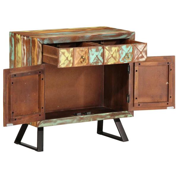 vidaXL Arm&aacute;rio gavetas 70x35x70 cm madeira recuperada maci&ccedil;a multicor