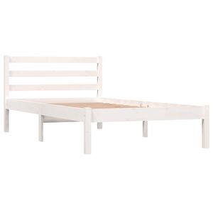 vidaXL Estrutura de cama solteiro 90x190 cm pinho maci&ccedil;o branco