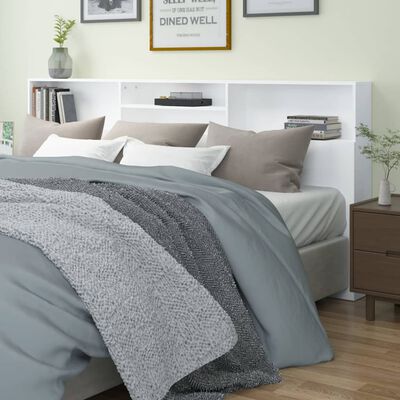 vidaXL Cabeceira de cama com armário 220x19x103,5 cm branco
