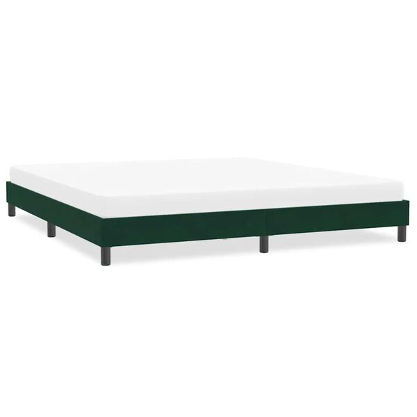 vidaXL Estrutura de cama sem colch&atilde;o 200x210 cm veludo verde-escuro