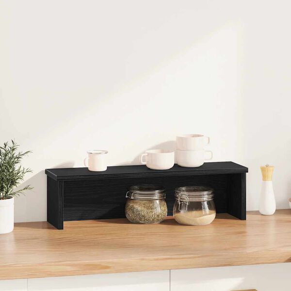 vidaXL Rack cozinha empilh&aacute;vel preto 60x15x16 cm madeira engenheirada