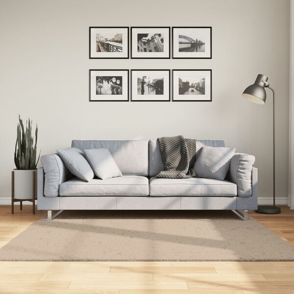 vidaXL Tapete pelo curto macio e lavável HUARTE 160x160 cm cor areia
