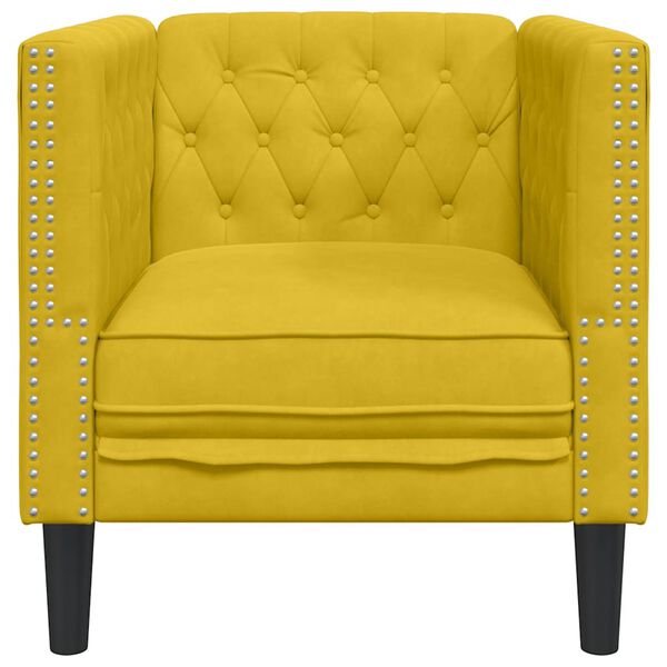 vidaXL Sof&aacute; chesterfield veludo amarelo
