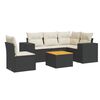 vidaXL 6 pcs conjunto sof&aacute;s de jardim c/ almofad&otilde;es vime PE preto