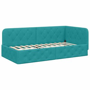 vidaXL Estrutura de Cama de Canto Turquesa 100 x 200 cm Veludo