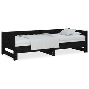 vidaXL Estrutura sof&aacute;-cama de puxar 2x(90x200) cm pinho maci&ccedil;o preto