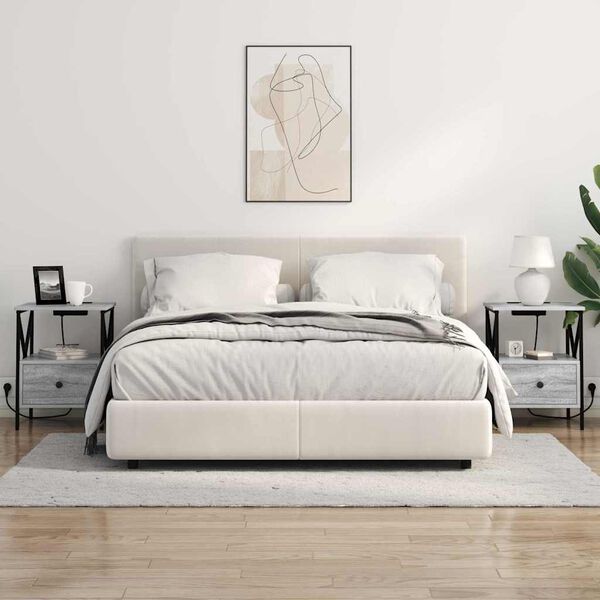vidaXL Arm&aacute;rio de Cabeceira 2 pcs Cinza Sonoma 41,5 x 40,5 x 55 cm