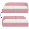 vidaXL Estrutura de Cama de Canto com Colch&atilde;o Manual 2 pcs Rosa Veludo