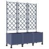 vidaXL Vaso de Jardim com Treli&ccedil;a e Rodas 3 unid. Cinzento PP