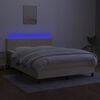 vidaXL Cama box spring c/ colchão e LED 140x200 cm tecido cor creme