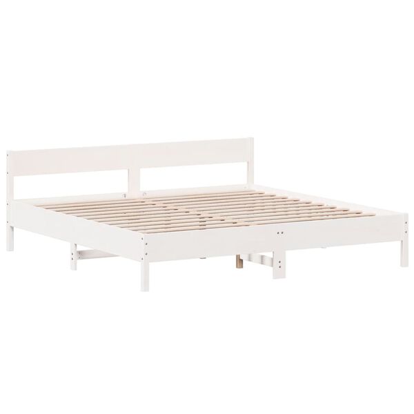 vidaXL Cama sem colch&atilde;o 180x200 cm madeira de pinho maci&ccedil;a branco