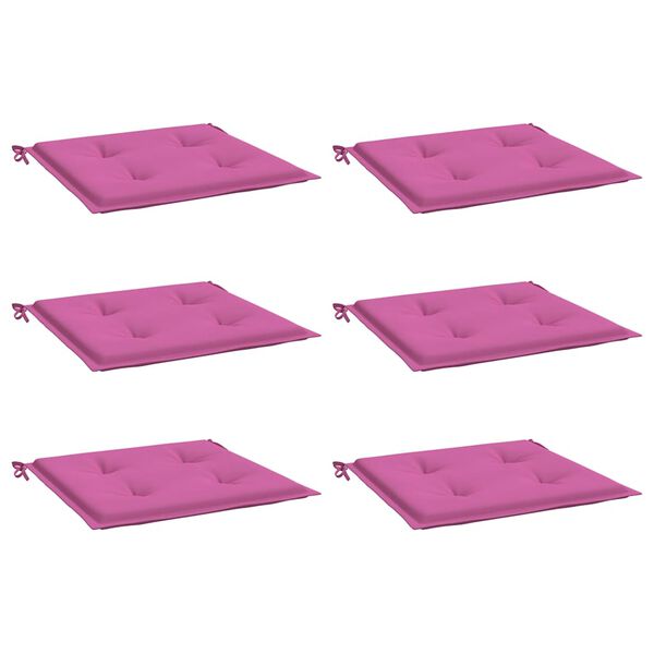 vidaXL Almofad&otilde;es p/ cadeira 6pcs 50x50x4cm tecido rosa