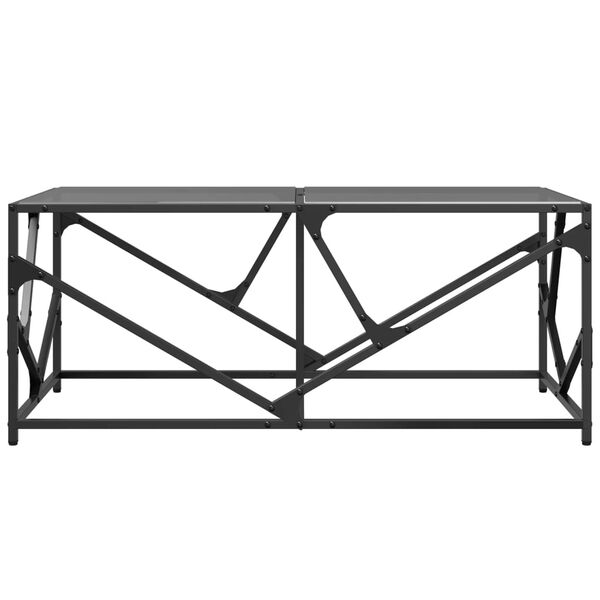vidaXL Mesa de centro com topo em vidro preto 98,5x50x41 cm a&ccedil;o