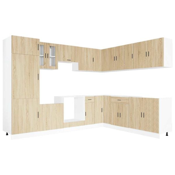 vidaXL 14 pe&ccedil;as arm&aacute;rio de cozinha conjunto Porto sonoma carvalho
