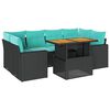 vidaXL 7 pcs conjunto de sof&aacute;s p/ jardim c/ almofad&otilde;es vime PE preto