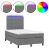 vidaXL Cama box spring c/ colch&atilde;o e LED 120x200 cm tecido cinza-escuro