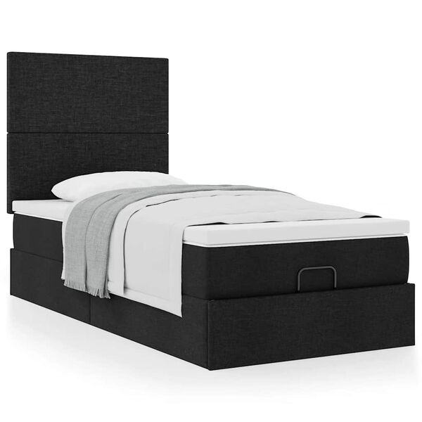 vidaXL Cama otomana com colch&atilde;o 100x200 cm tecido preto