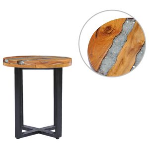 vidaXL Mesa de centro 40x45 cm madeira de teca maci&ccedil;a e poliresina