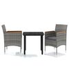 vidaXL 3 pcs conj. de jantar para jardim c/ almofad&otilde;es cinzento/preto