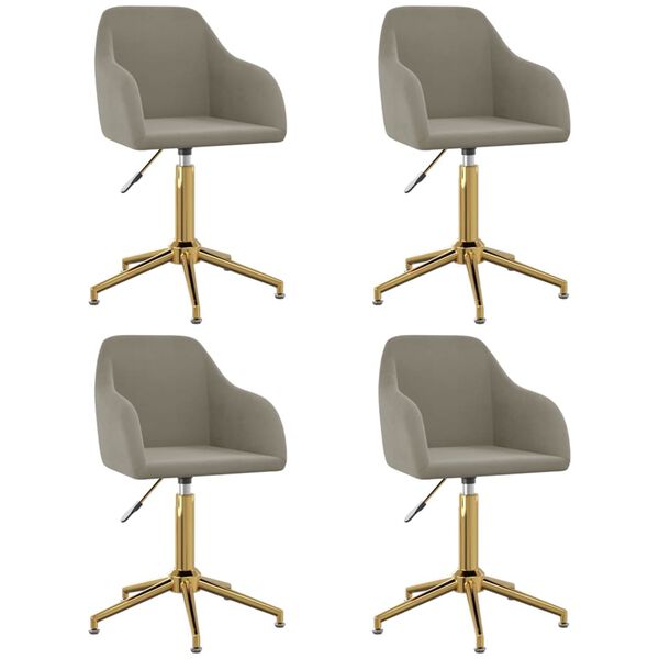 vidaXL Cadeiras de jantar girat&oacute;rias 4 pcs veludo cinzento-claro