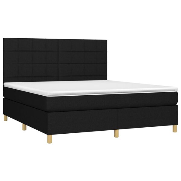 vidaXL Cama box spring c/ colch&atilde;o e LED 160x200 cm tecido preto