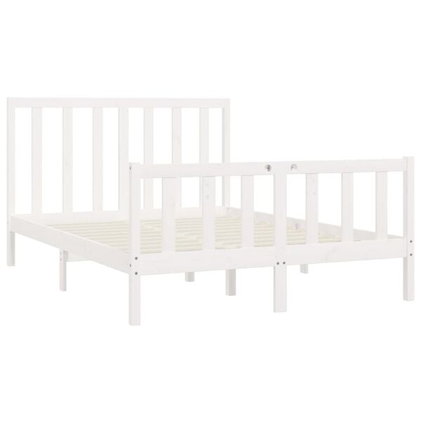 vidaXL Estrutura de cama 160x200 cm madeira maci&ccedil;a branco