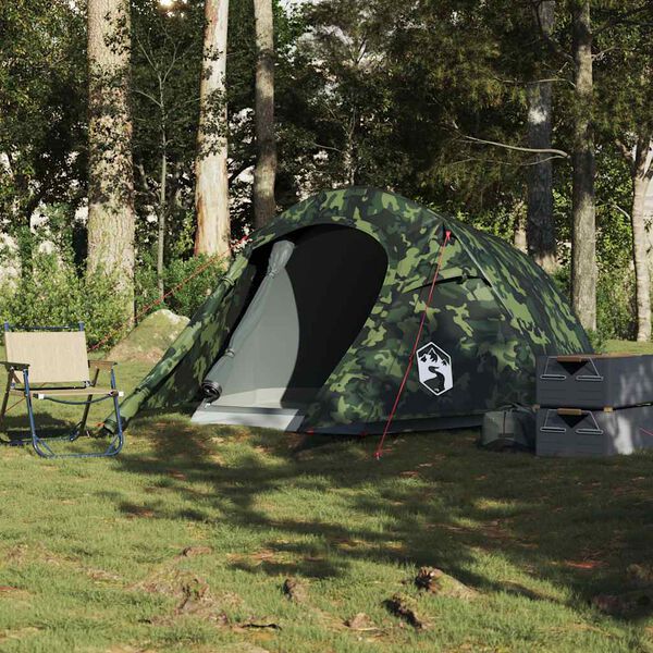vidaXL Tenda de campismo túnel para 3 pessoas impermeável camuflado
