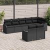 vidaXL Conjunto de Sofá de Jardim 8 pcs Preto vime PE