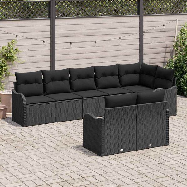 vidaXL Conjunto de Sofá de Jardim 8 pcs Preto vime PE