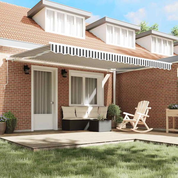 vidaXL Toldo retr&aacute;til manual 450x300 cm antracite e branco