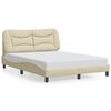vidaXL Estrutura de cama sem colch&atilde;o Hvar 140x190 cm tecido cor creme