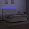 vidaXL Cama box spring c/ colch&atilde;o e LED 180x200 cm tecido cor creme