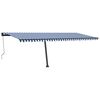 vidaXL Toldo autom. c/ LED e sensor de vento 600x350 cm azul/branco