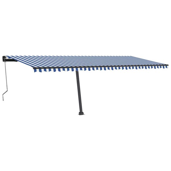 vidaXL Toldo autom. c/ LED e sensor de vento 600x350 cm azul/branco